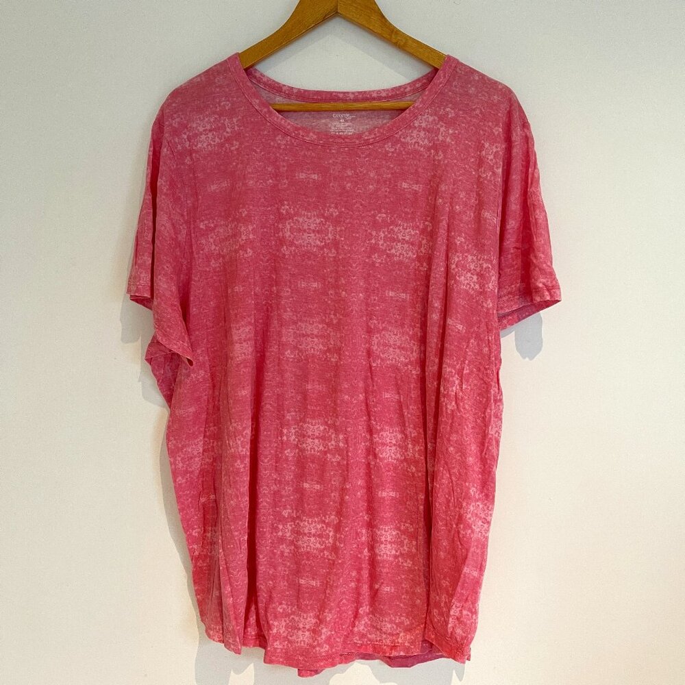 George Woman Pink Round Neck Short Sleeves Pullover T Shirt Plus Size 4X